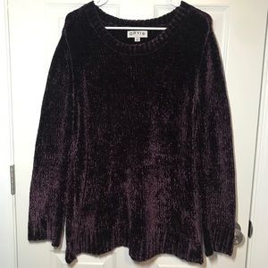 Dark Purple Knitted Crewneck Sweater